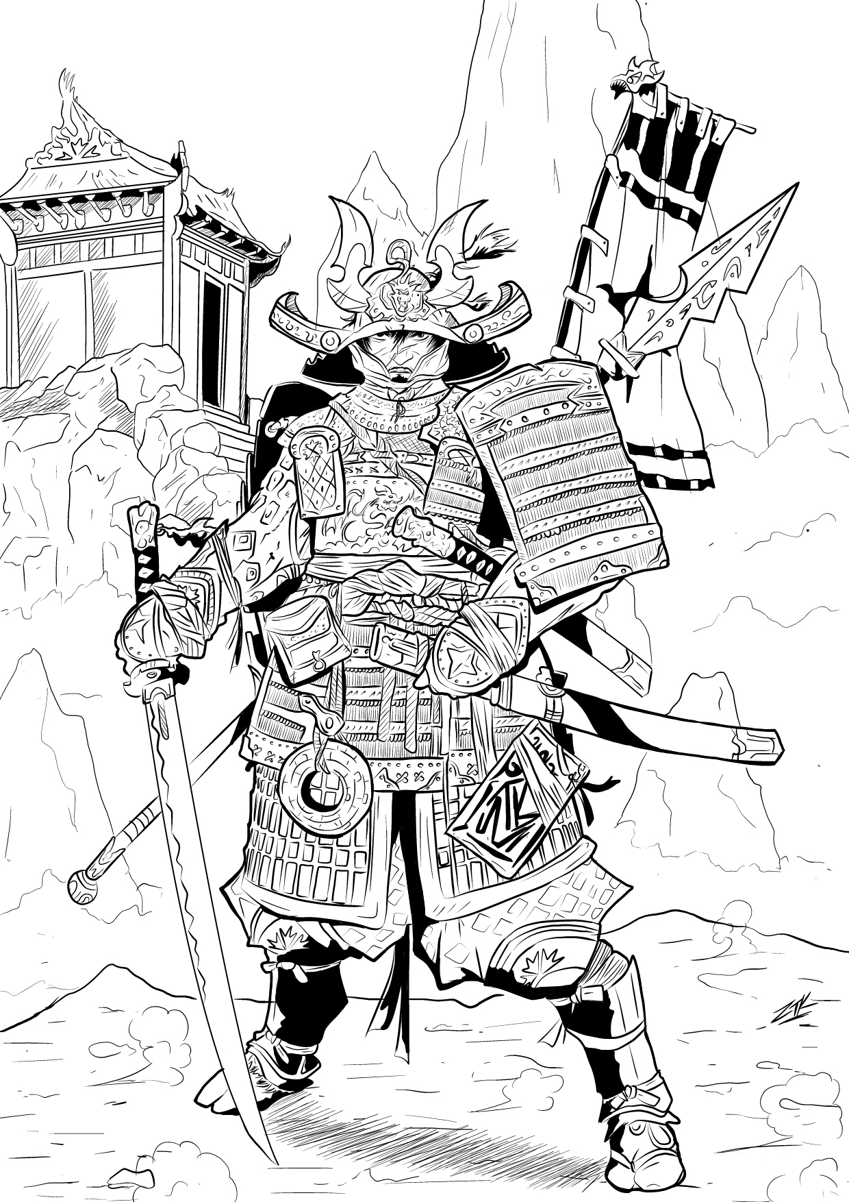 Disegno da colorare: Samurai (Caratteri) #107315 - Pagine da Colorare Stampabili Gratuite