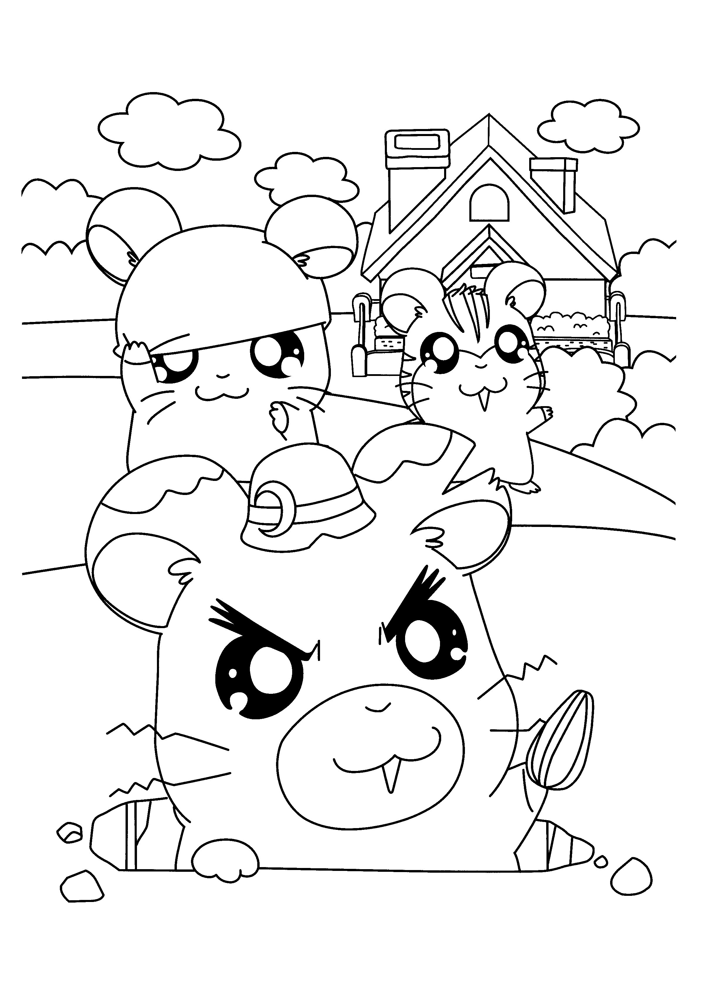 Disegno da colorare: Hamtaro (Cartoni animati) #40027 - Pagine da Colorare Stampabili Gratuite