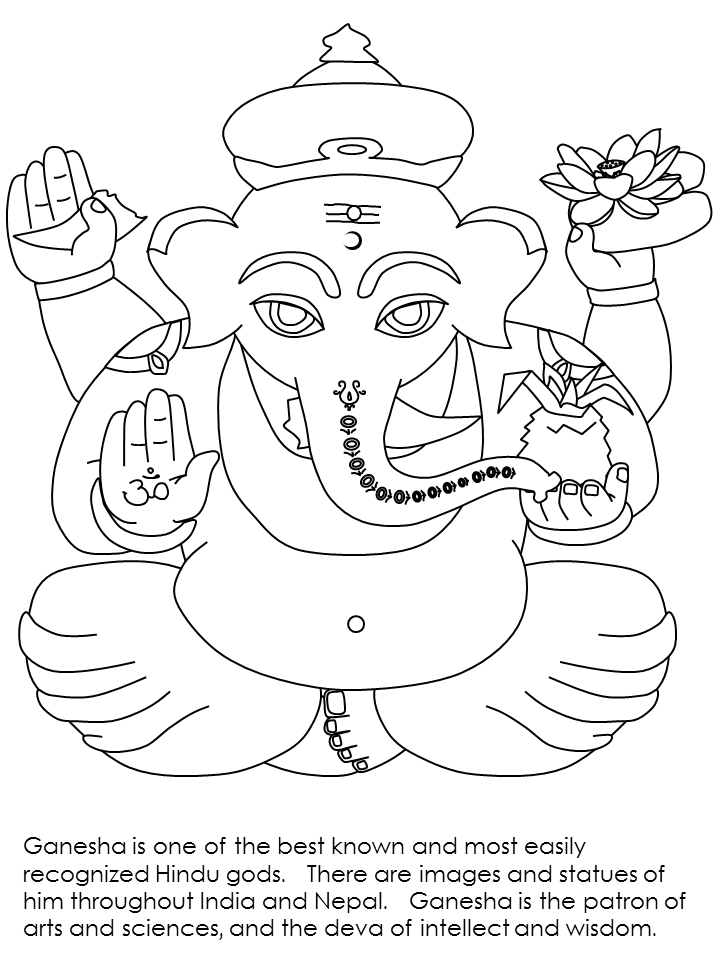 Disegno da colorare: Mitologia indù: Ganesh (Dei e Dee) #96885 - Pagine da Colorare Stampabili Gratuite
