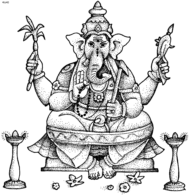 Disegno da colorare: Mitologia indù: Ganesh (Dei e Dee) #96914 - Pagine da Colorare Stampabili Gratuite