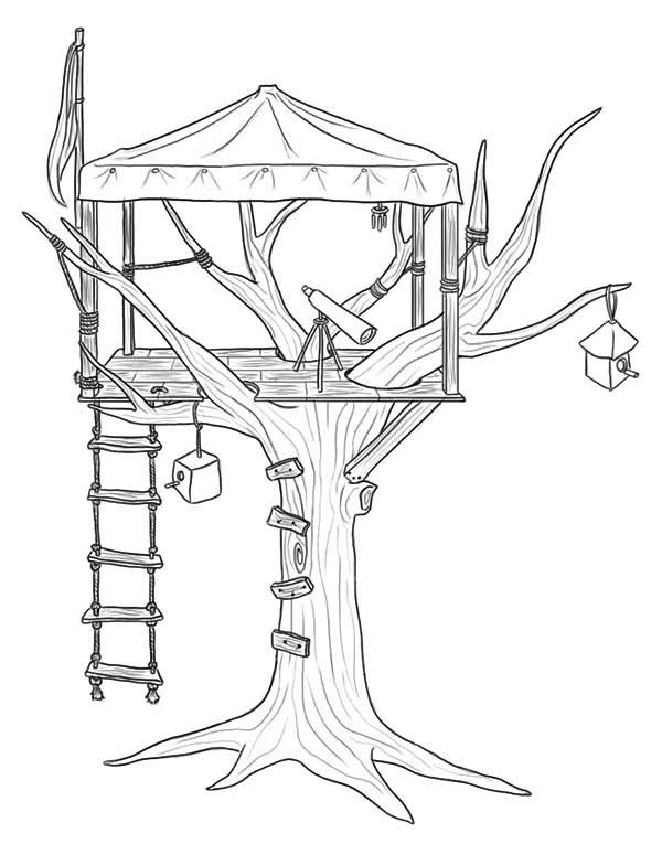 Disegno da colorare: Casa sull'albero (Edifici e architettura) #66075 - Pagine da Colorare Stampabili Gratuite