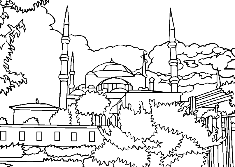 Disegno da colorare: Moschea (Edifici e architettura) #64520 - Pagine da Colorare Stampabili Gratuite