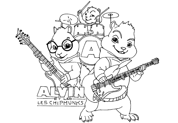 Disegno da colorare: Alvin e i Chipmunks (Film animati) #128246 - Pagine da Colorare Stampabili Gratuite