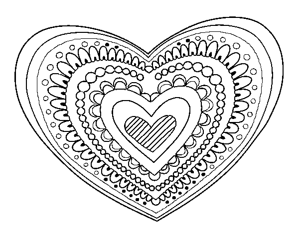 Disegno da colorare: Mandala del cuore (Mandala) #116680 - Pagine da Colorare Stampabili Gratuite