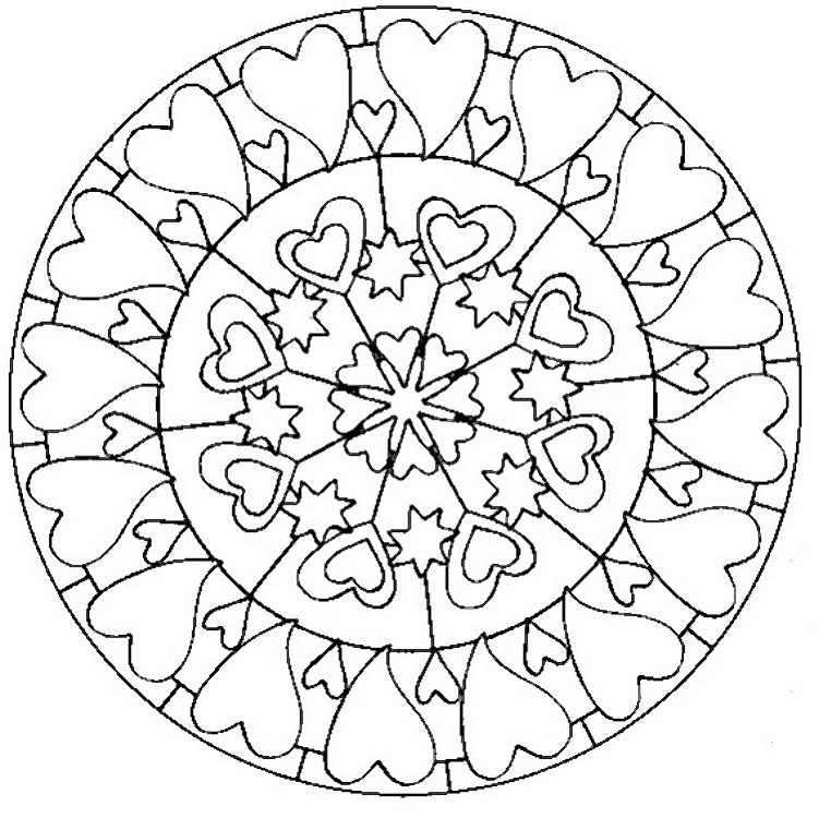 Disegno da colorare: Mandala del cuore (Mandala) #116689 - Pagine da Colorare Stampabili Gratuite