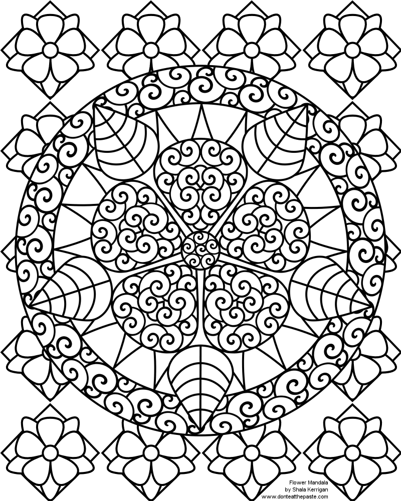 Disegno da colorare: Mandala di fiori (Mandala) #117046 - Pagine da Colorare Stampabili Gratuite