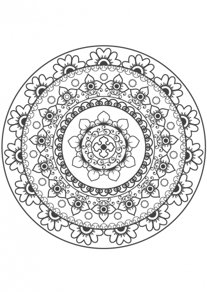 Disegno da colorare: Mandala di fiori (Mandala) #117074 - Pagine da Colorare Stampabili Gratuite