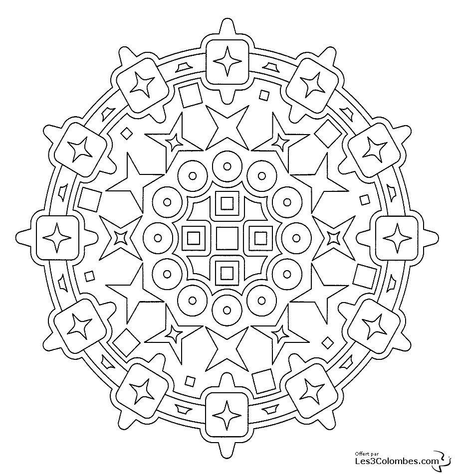 Disegno da colorare: Mandala di stelle (Mandala) #118018 - Pagine da Colorare Stampabili Gratuite