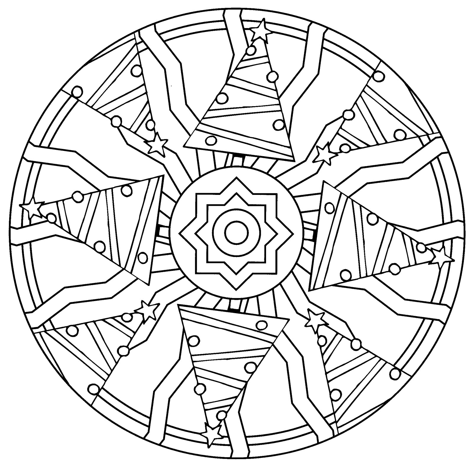 Disegno da colorare: Mandala di stelle (Mandala) #118040 - Pagine da Colorare Stampabili Gratuite