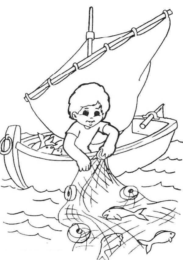 Disegno da colorare: Pescatore (Mestieri e Professioni) #103956 - Pagine da Colorare Stampabili Gratuite