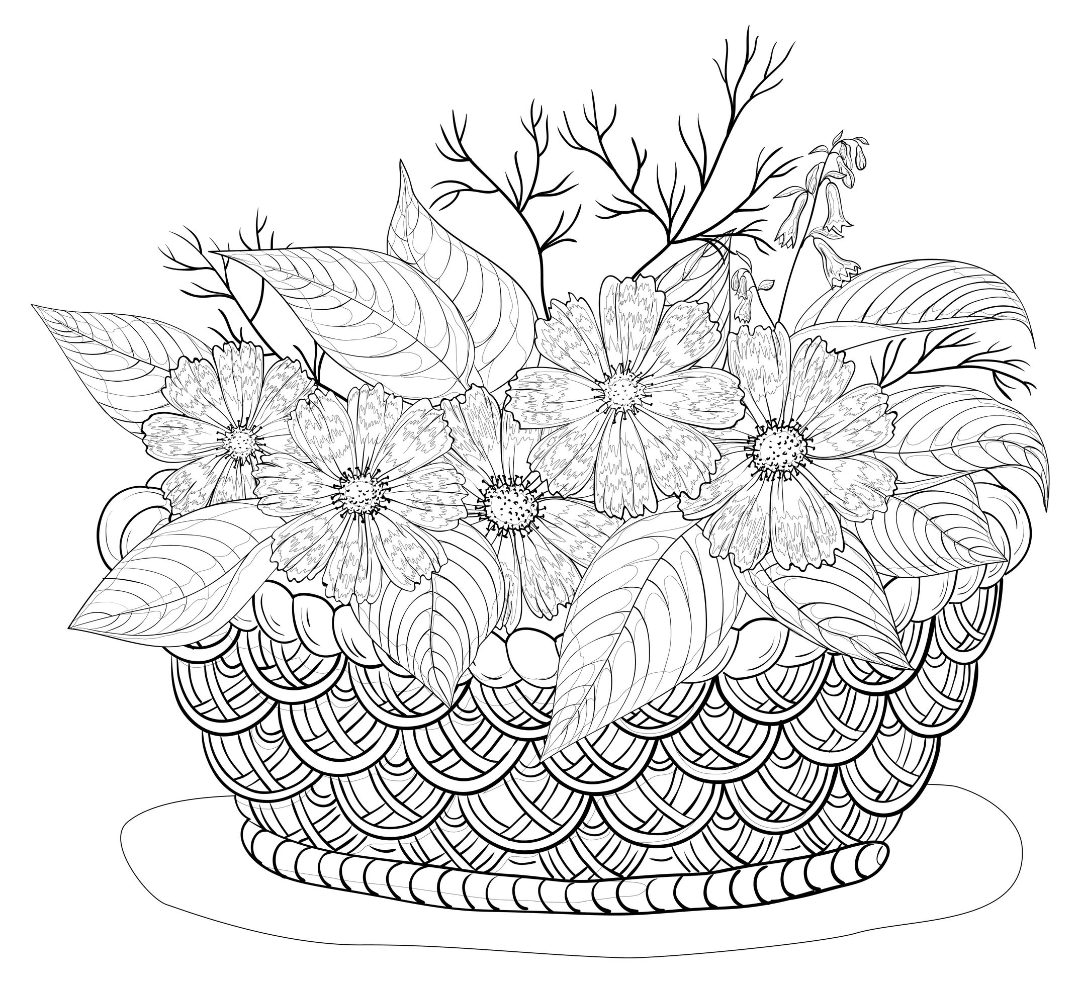 Disegno da colorare: Mazzo di fiori (Natura) #160900 - Pagine da Colorare Stampabili Gratuite