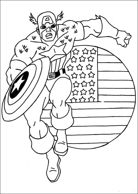 Disegno da colorare: Capitano America (Supereroe) #76564 - Pagine da Colorare Stampabili Gratuite