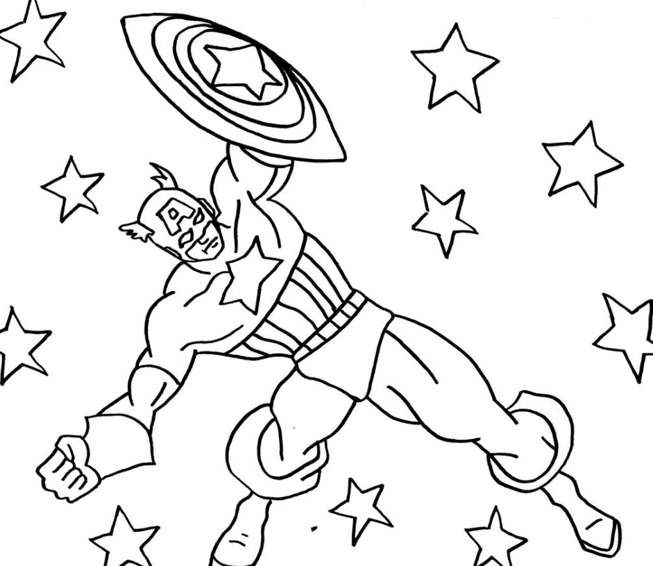 Disegno da colorare: Capitano America (Supereroe) #76582 - Pagine da Colorare Stampabili Gratuite