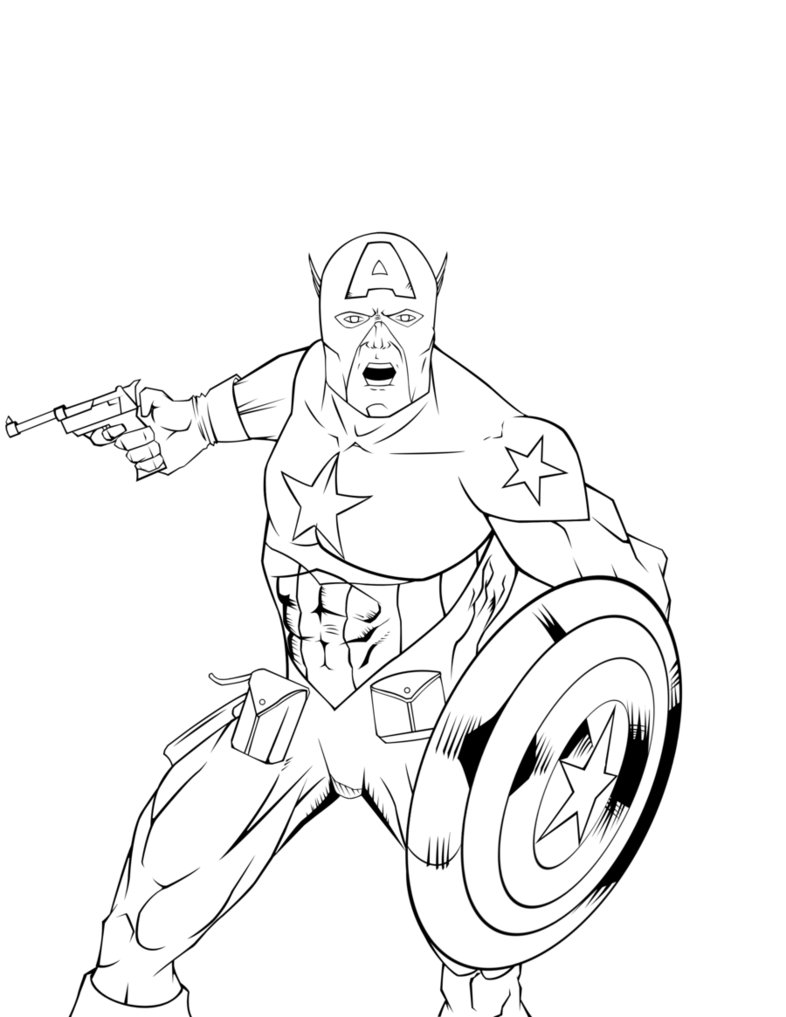 Disegno da colorare: Capitano America (Supereroe) #76602 - Pagine da Colorare Stampabili Gratuite