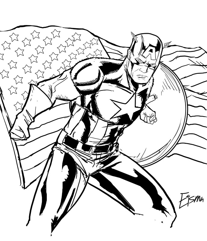 Disegno da colorare: Capitano America (Supereroe) #76606 - Pagine da Colorare Stampabili Gratuite
