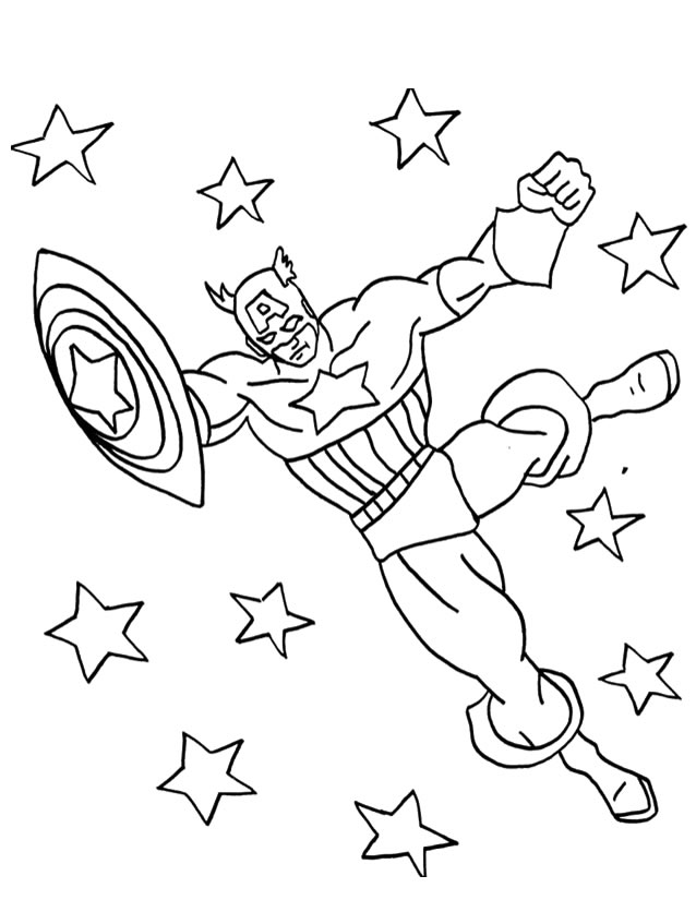 Disegno da colorare: Capitano America (Supereroe) #76607 - Pagine da Colorare Stampabili Gratuite