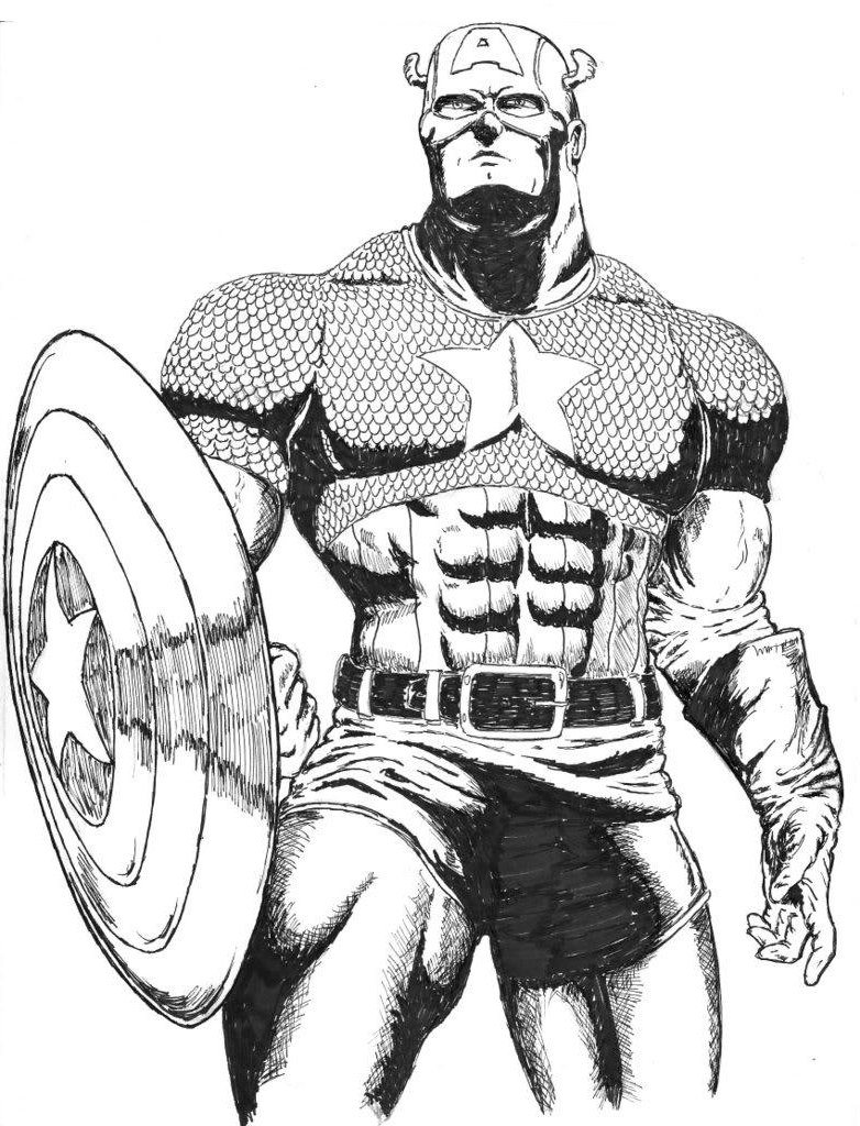 Disegno da colorare: Capitano America (Supereroe) #76616 - Pagine da Colorare Stampabili Gratuite