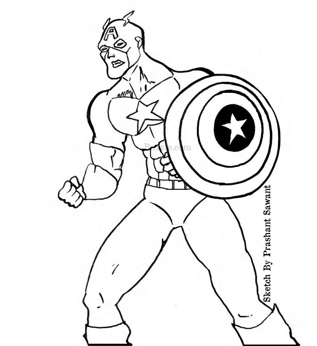 Disegno da colorare: Capitano America (Supereroe) #76642 - Pagine da Colorare Stampabili Gratuite