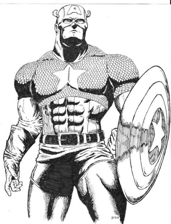 Disegno da colorare: Capitano America (Supereroe) #76652 - Pagine da Colorare Stampabili Gratuite