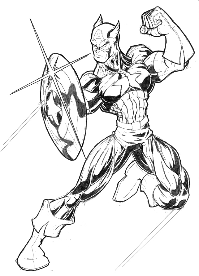Disegno da colorare: Capitano America (Supereroe) #76697 - Pagine da Colorare Stampabili Gratuite