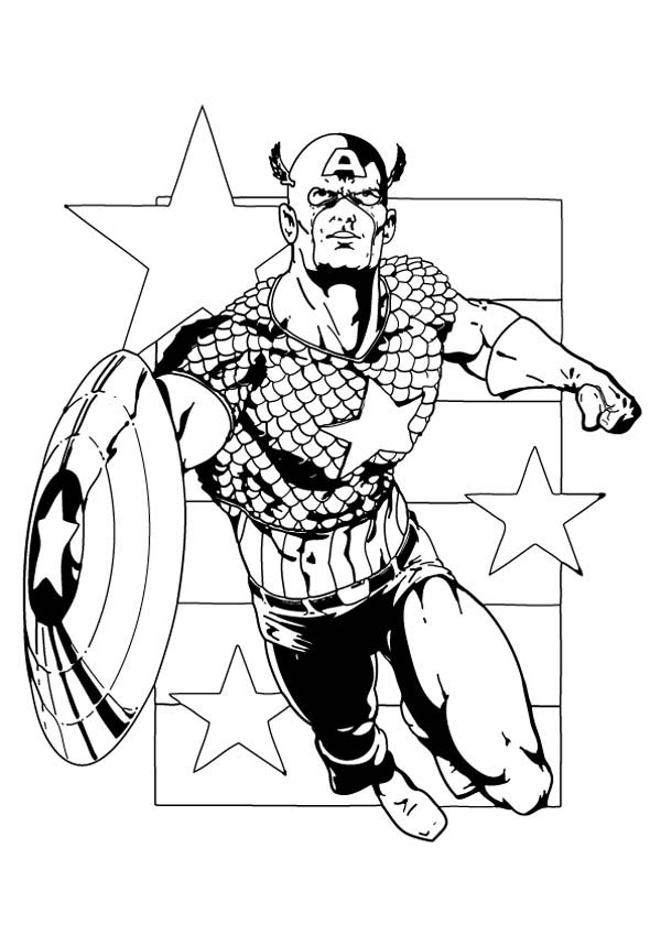 Disegno da colorare: Capitano America (Supereroe) #76720 - Pagine da Colorare Stampabili Gratuite