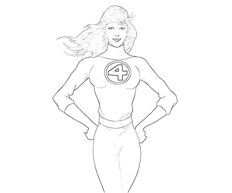 Disegno da colorare: donna invisibile (Supereroe) #83219 - Pagine da Colorare Stampabili Gratuite
