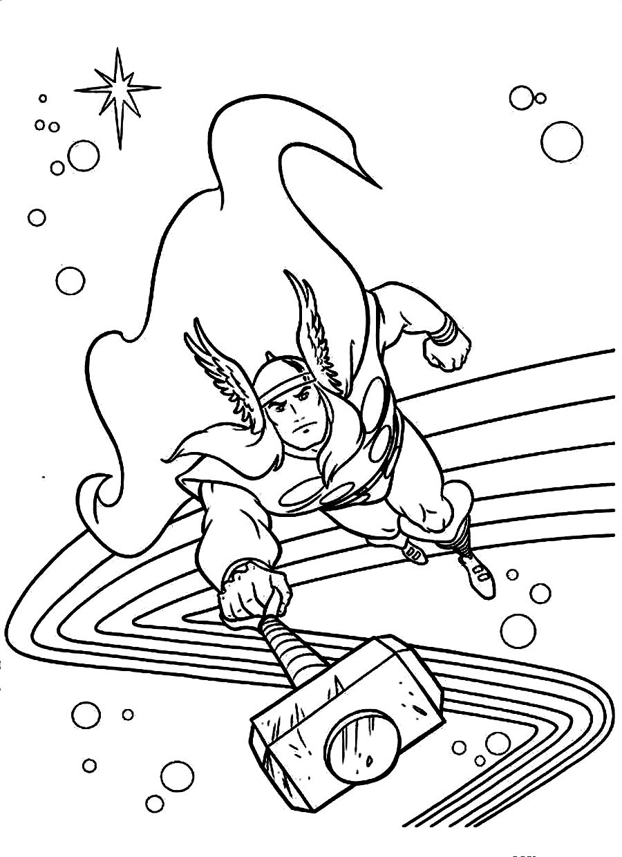 Disegno da colorare: Thor (Supereroe) #75891 - Pagine da Colorare Stampabili Gratuite