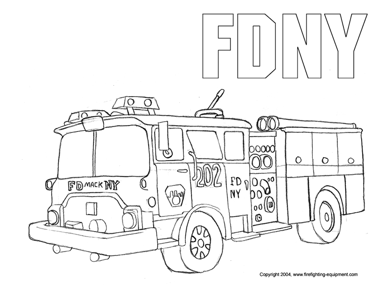 Disegno da colorare: Camion dei pompieri (Trasporto) #135825 - Pagine da Colorare Stampabili Gratuite