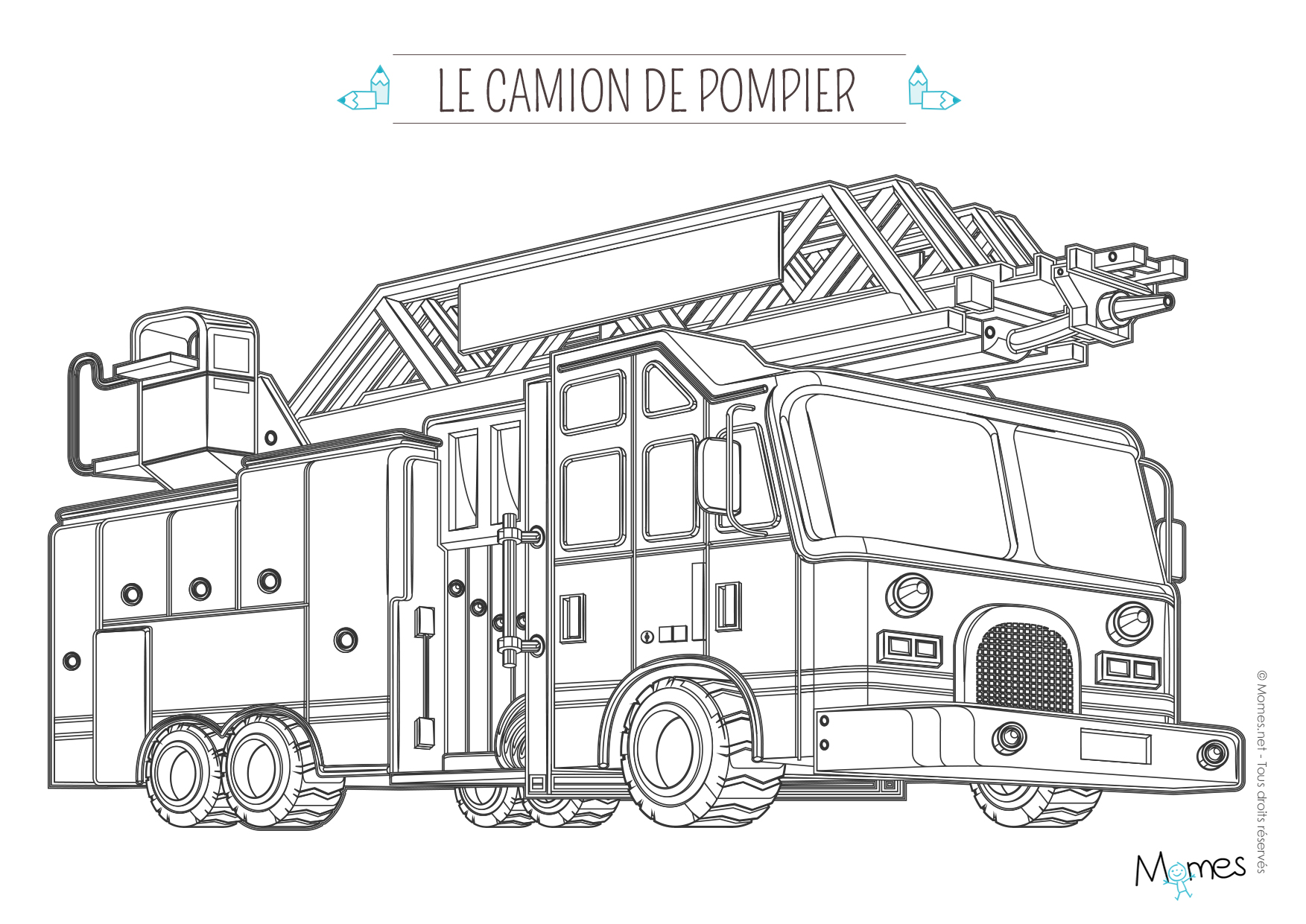 Disegno da colorare: Camion dei pompieri (Trasporto) #135826 - Pagine da Colorare Stampabili Gratuite