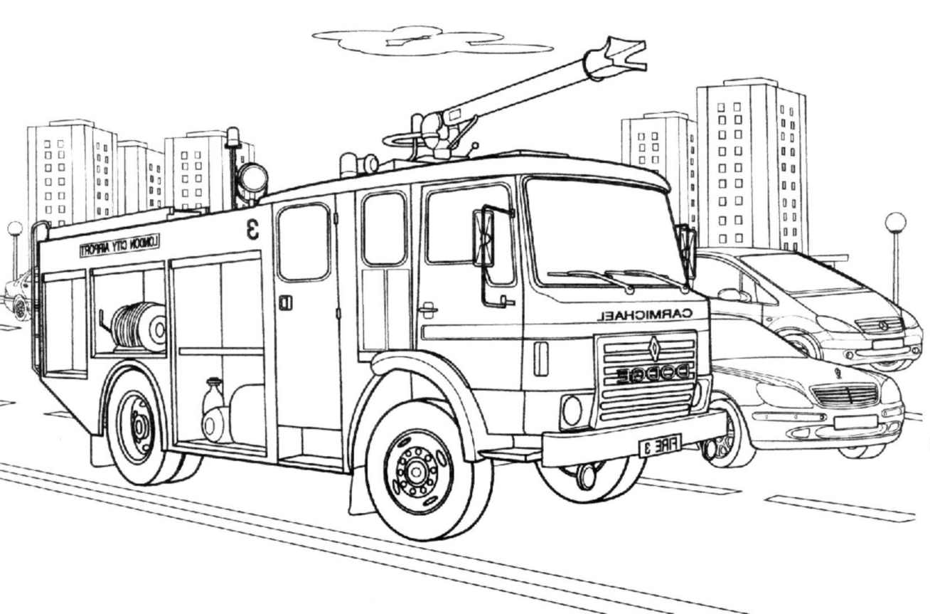 Disegno da colorare: Camion dei pompieri (Trasporto) #135854 - Pagine da Colorare Stampabili Gratuite