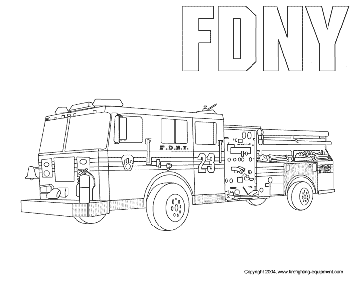 Disegno da colorare: Camion dei pompieri (Trasporto) #135869 - Pagine da Colorare Stampabili Gratuite