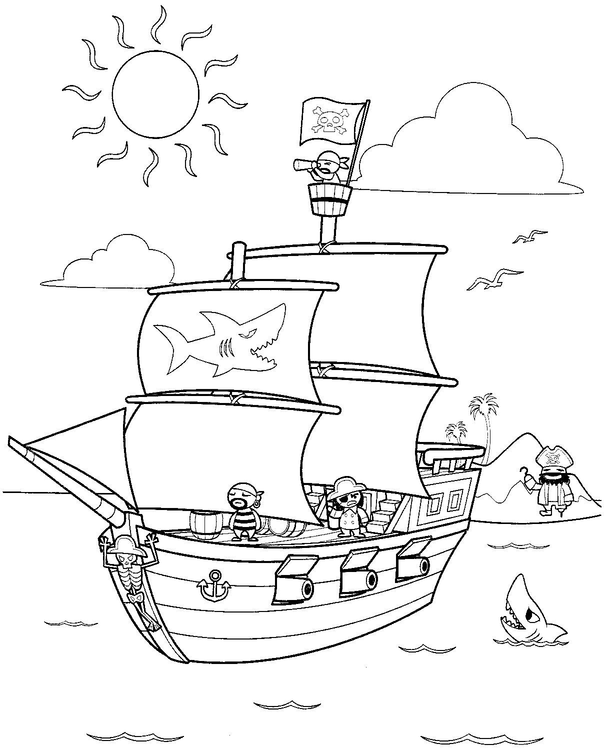 Disegno da colorare: Nave pirata (Trasporto) #138206 - Pagine da Colorare Stampabili Gratuite