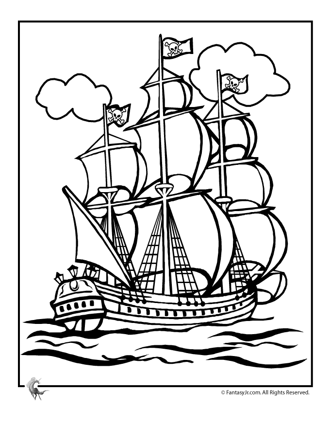 Disegno da colorare: Nave pirata (Trasporto) #138214 - Pagine da Colorare Stampabili Gratuite