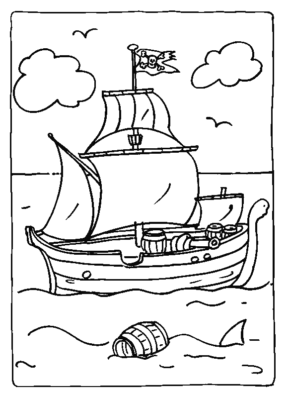 Disegno da colorare: Nave pirata (Trasporto) #138217 - Pagine da Colorare Stampabili Gratuite