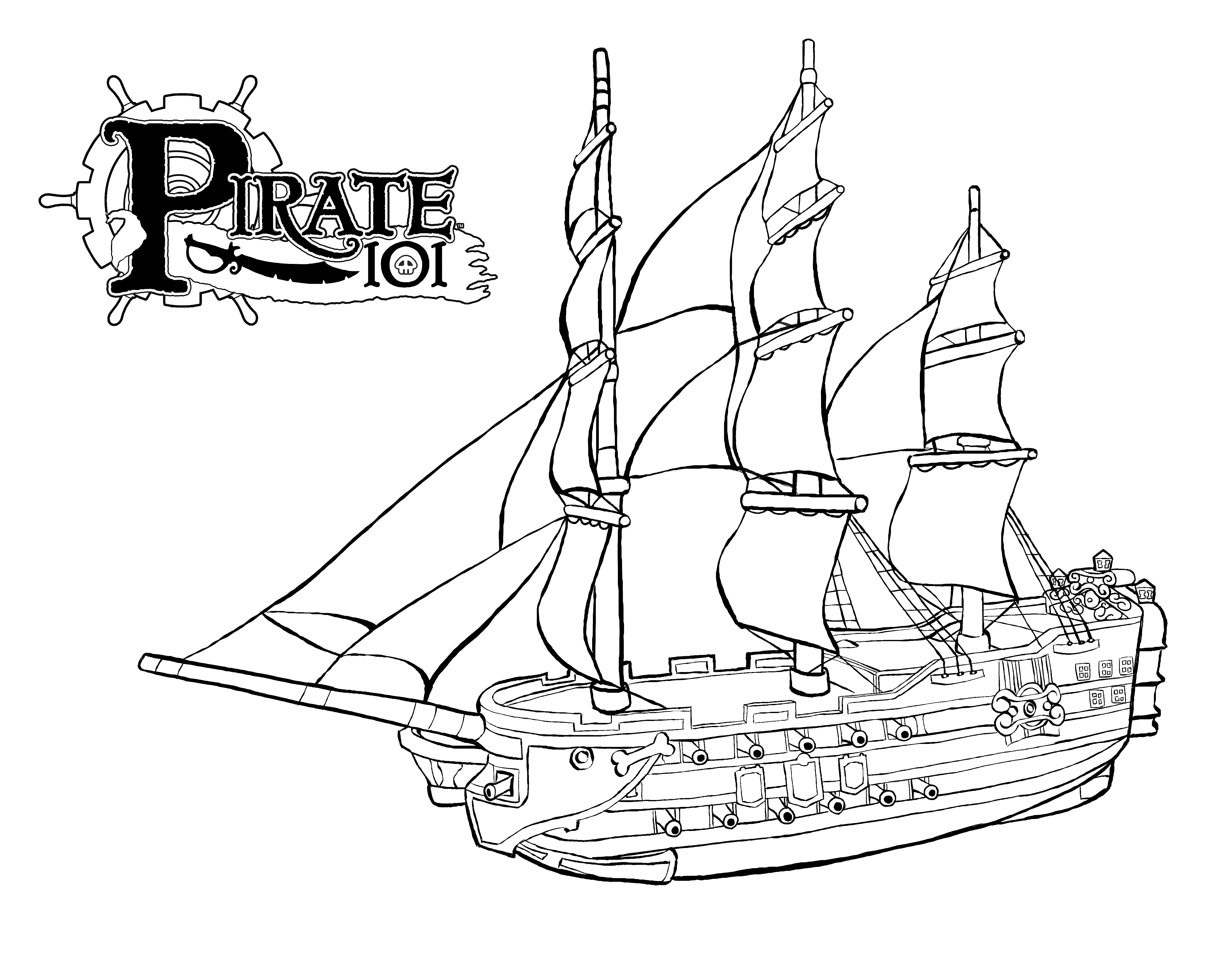 Disegno da colorare: Nave pirata (Trasporto) #138218 - Pagine da Colorare Stampabili Gratuite