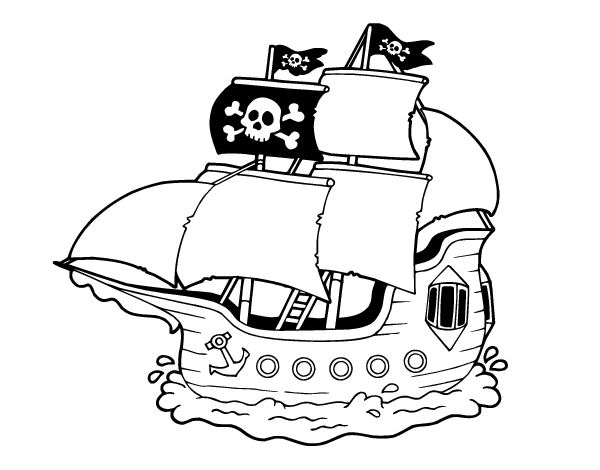 Disegno da colorare: Nave pirata (Trasporto) #138240 - Pagine da Colorare Stampabili Gratuite