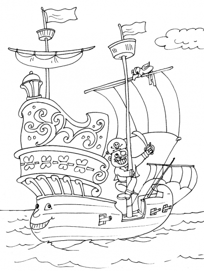 Disegno da colorare: Nave pirata (Trasporto) #138248 - Pagine da Colorare Stampabili Gratuite