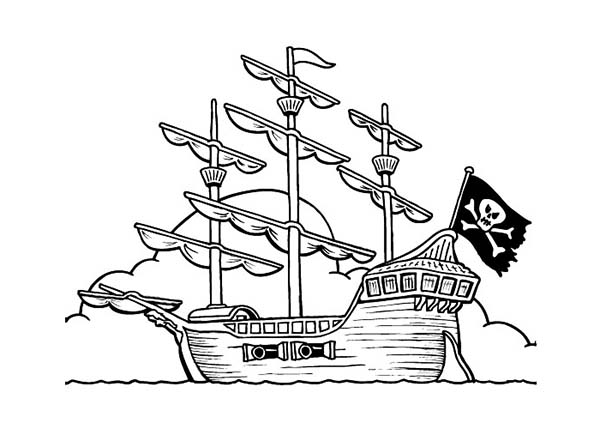Disegno da colorare: Nave pirata (Trasporto) #138270 - Pagine da Colorare Stampabili Gratuite