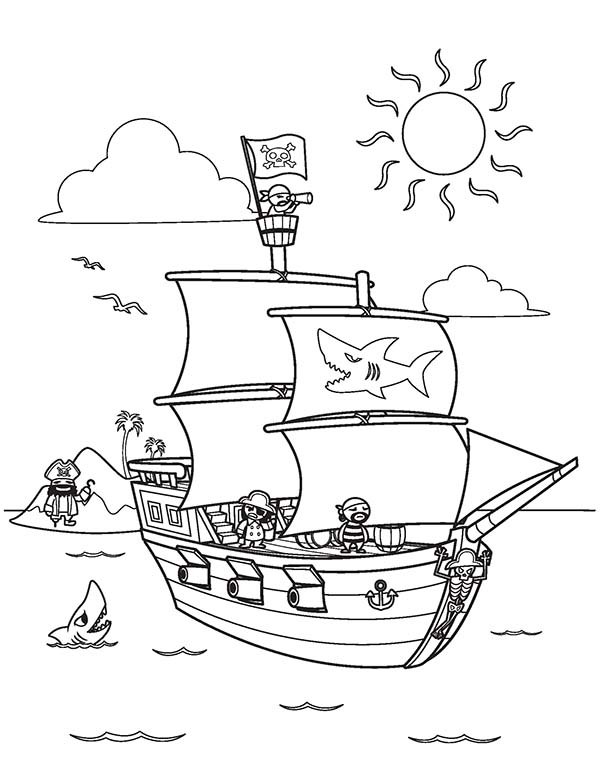 Disegno da colorare: Nave pirata (Trasporto) #138303 - Pagine da Colorare Stampabili Gratuite