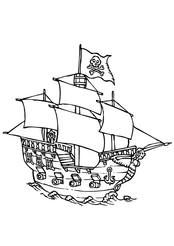 Disegno da colorare: Nave pirata (Trasporto) #138349 - Pagine da Colorare Stampabili Gratuite