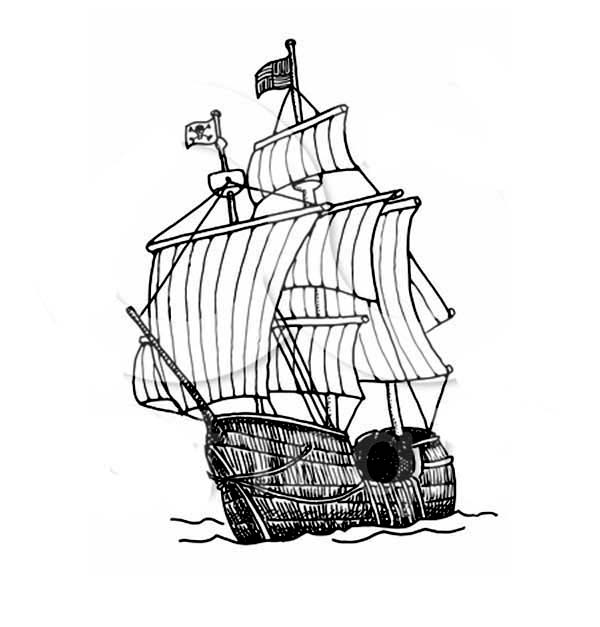 Disegno da colorare: Nave pirata (Trasporto) #138404 - Pagine da Colorare Stampabili Gratuite