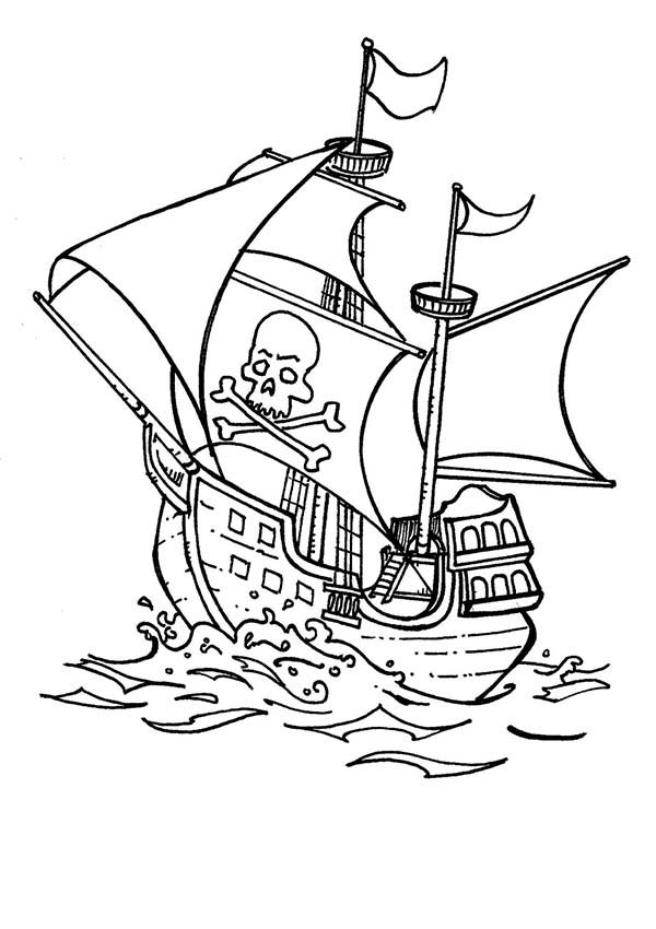 Disegno da colorare: Nave pirata (Trasporto) #138413 - Pagine da Colorare Stampabili Gratuite