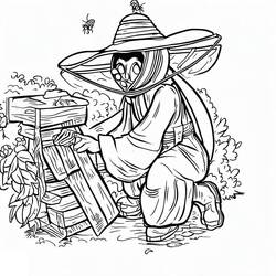 Disegni da colorare: Apicoltore - Pagine da Colorare Stampabili Gratuite