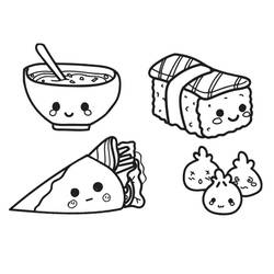 Disegno da colorare: Cibo Kawaii (Cibo e Nutrizione) #209274 - Pagine da Colorare Stampabili Gratuite