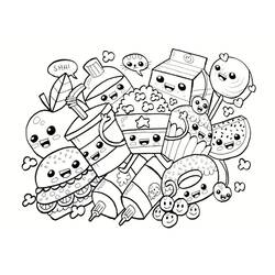 Disegno da colorare: Cibo Kawaii (Cibo e Nutrizione) #209284 - Pagine da Colorare Stampabili Gratuite