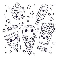 Disegno da colorare: Cibo Kawaii (Cibo e Nutrizione) #209296 - Pagine da Colorare Stampabili Gratuite