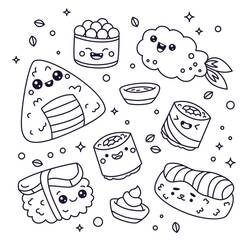 Disegno da colorare: Cibo Kawaii (Cibo e Nutrizione) #209297 - Pagine da Colorare Stampabili Gratuite
