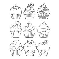 Disegno da colorare: Cupcake (Cibo e Nutrizione) #210602 - Pagine da Colorare Stampabili Gratuite