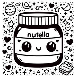 Disegno da colorare: Nutella Kawaii (Cibo e Nutrizione) #202407 - Pagine da Colorare Stampabili Gratuite