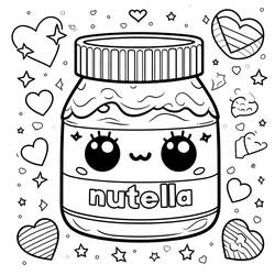 Disegno da colorare: Nutella Kawaii (Cibo e Nutrizione) #202409 - Pagine da Colorare Stampabili Gratuite
